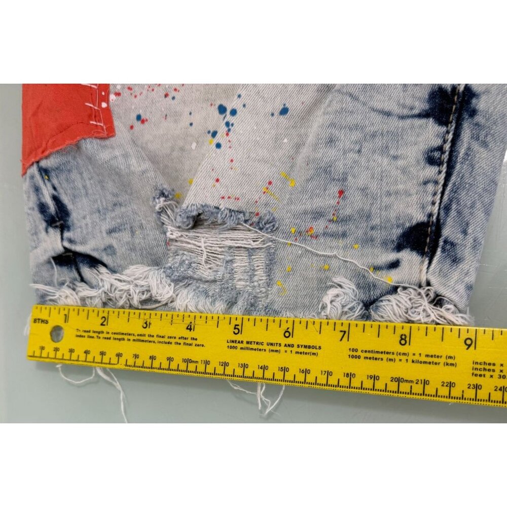 Smoke Rise Jean Shorts Mens 42 Paint Splatter Distressed Stretch Streetwear - Picture 9 of 9